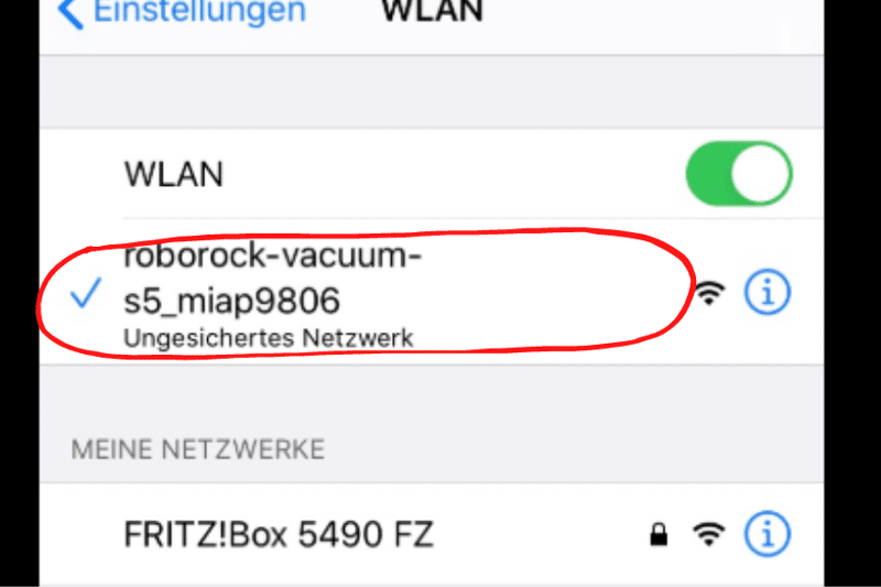 Roborock WLAN wird ausgewählt